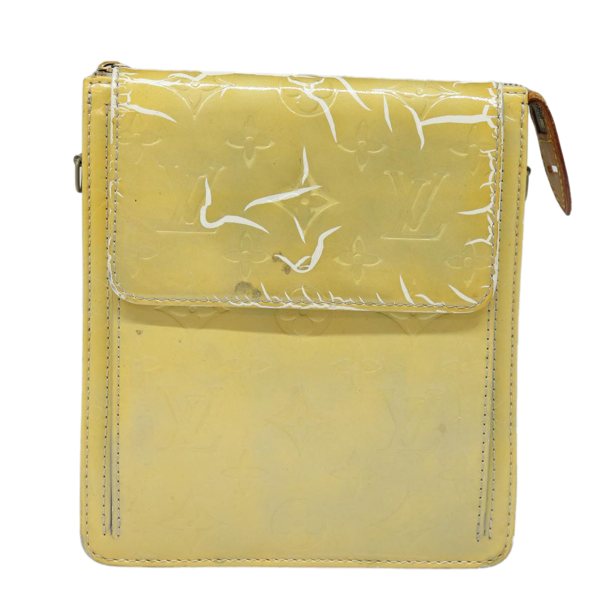 LOUIS VUITTON Monogram Vernis Motto Accessory Pouch Gris M91030 LV Auth 86327