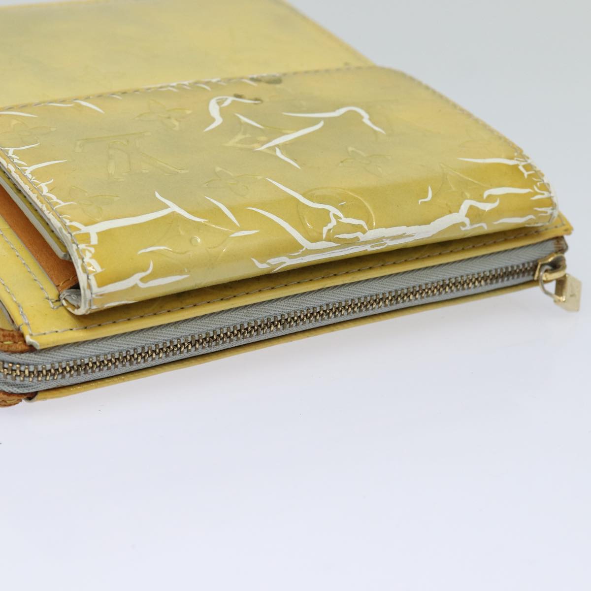 LOUIS VUITTON Monogram Vernis Motto Accessory Pouch Gris M91030 LV Auth 86327