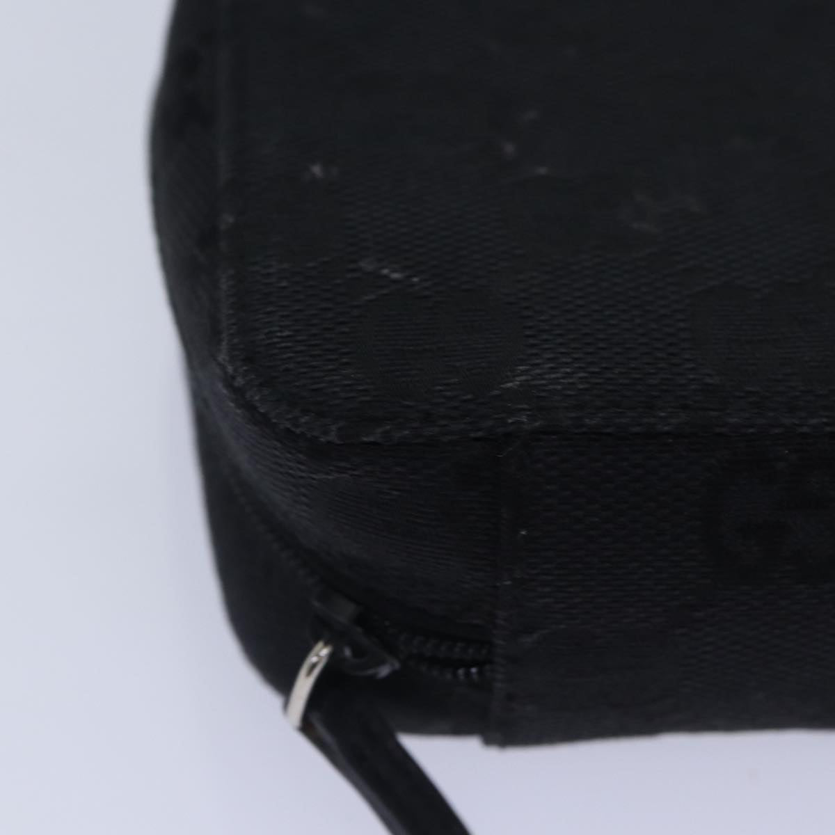 GUCCI GG Canvas Pouch Black Silver 039 1094 Auth 86678