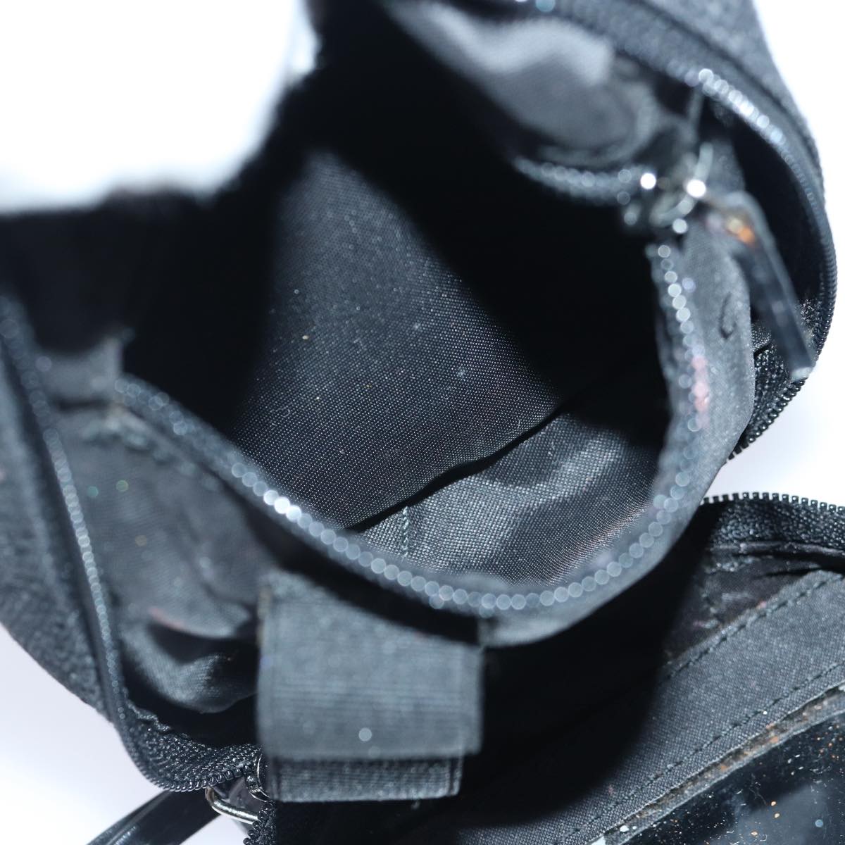 GUCCI GG Canvas Pouch Black Silver 039 1094 Auth 86678