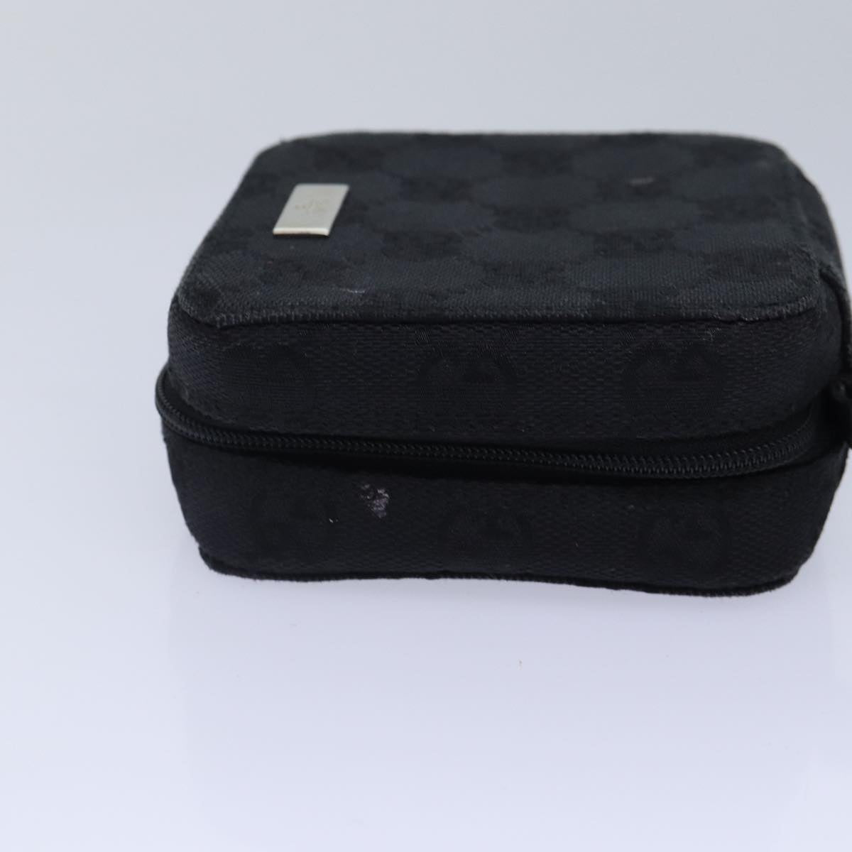 GUCCI GG Canvas Pouch Black Silver 039 1094 Auth 86678