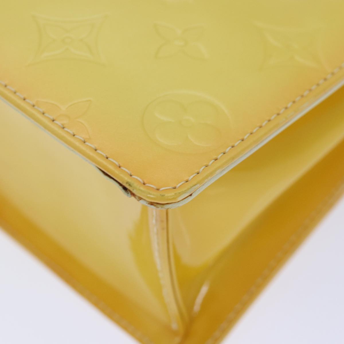 LOUIS VUITTON Monogram Vernis Spring Street Bag Lime Yellow M91068 Auth 86715
