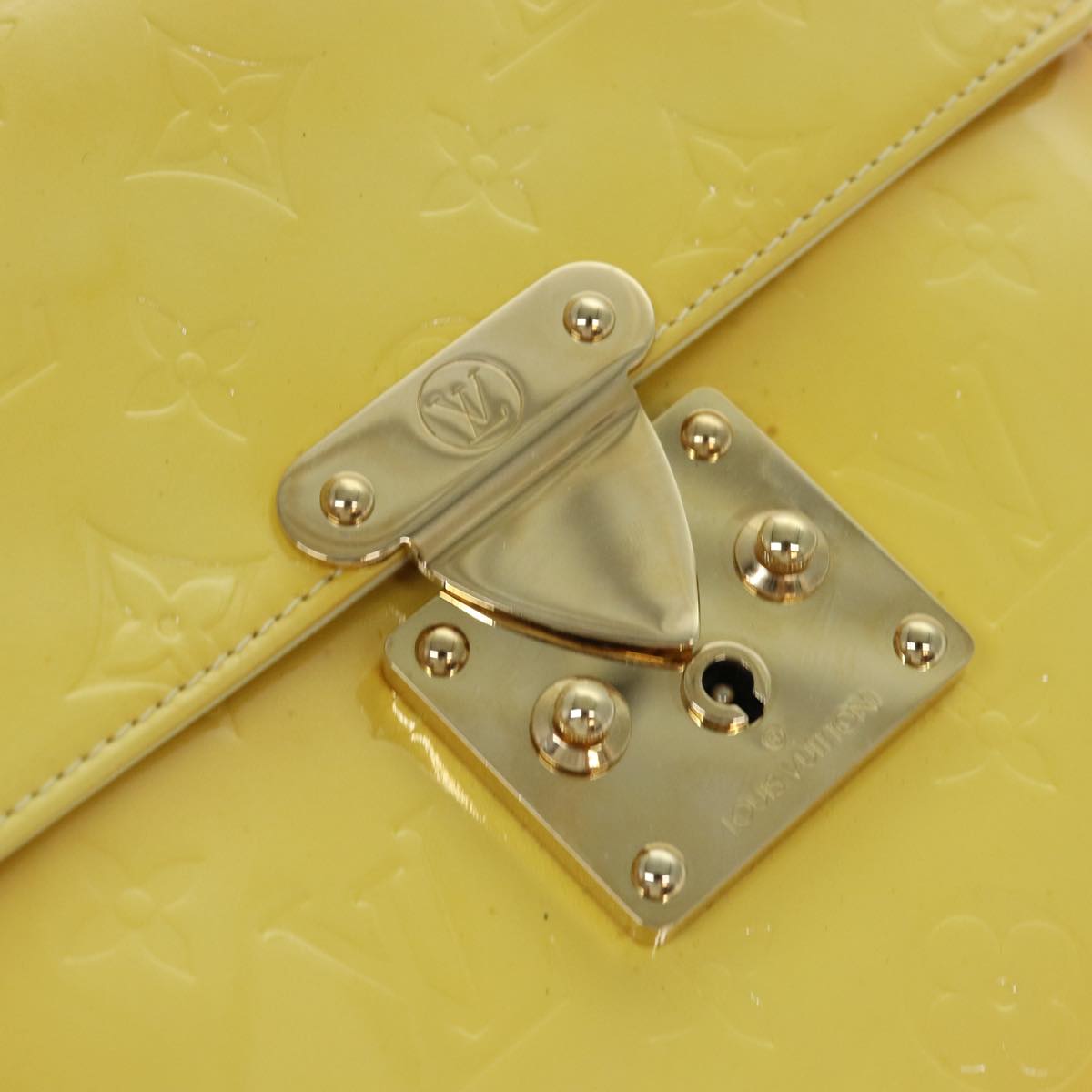 LOUIS VUITTON Monogram Vernis Spring Street Bag Lime Yellow M91068 Auth 86715