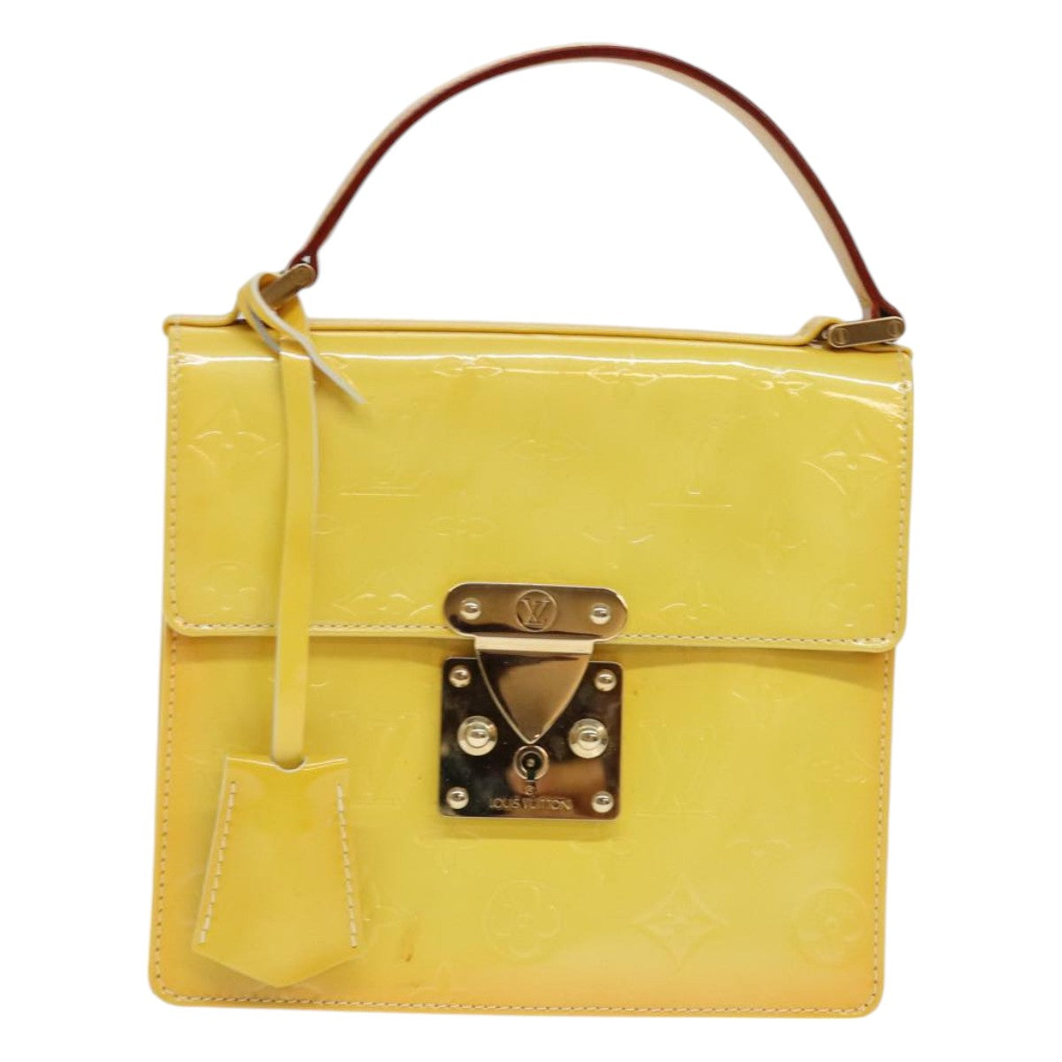 LOUIS VUITTON Monogram Vernis Spring Street Bag Lime Yellow M91068 Auth 86715