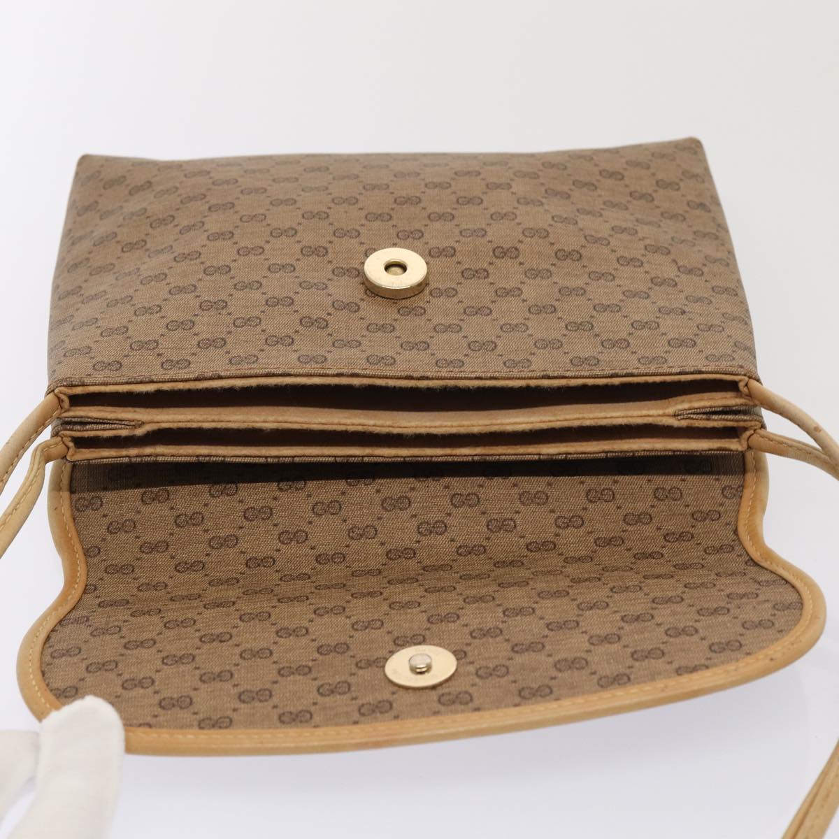 GUCCI Micro GG Supreme Shoulder Bag PVC Beige Gold 49 007 5548 Auth 87020