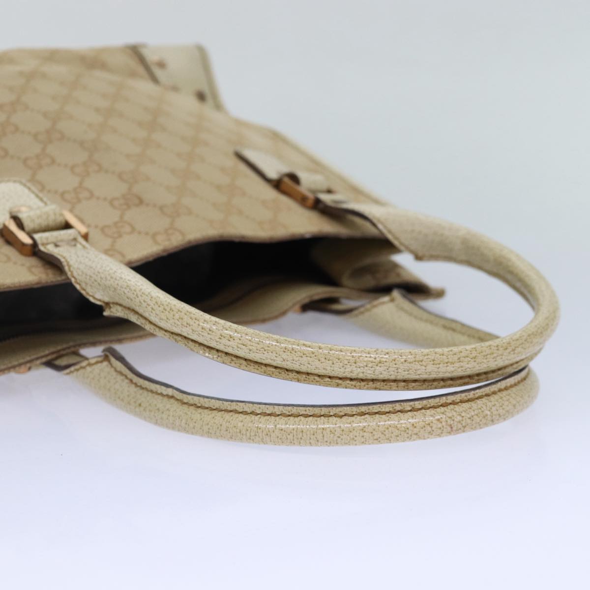 GUCCI GG Canvas Hand Bag Beige 124260 Auth 87164