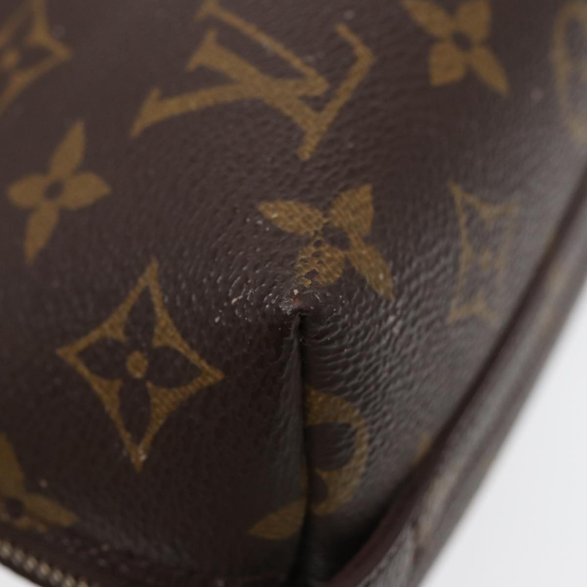 LOUIS VUITTON Monogram Trousse Demi Ronde Cosmetic Pouch M47520 LV Auth 87465