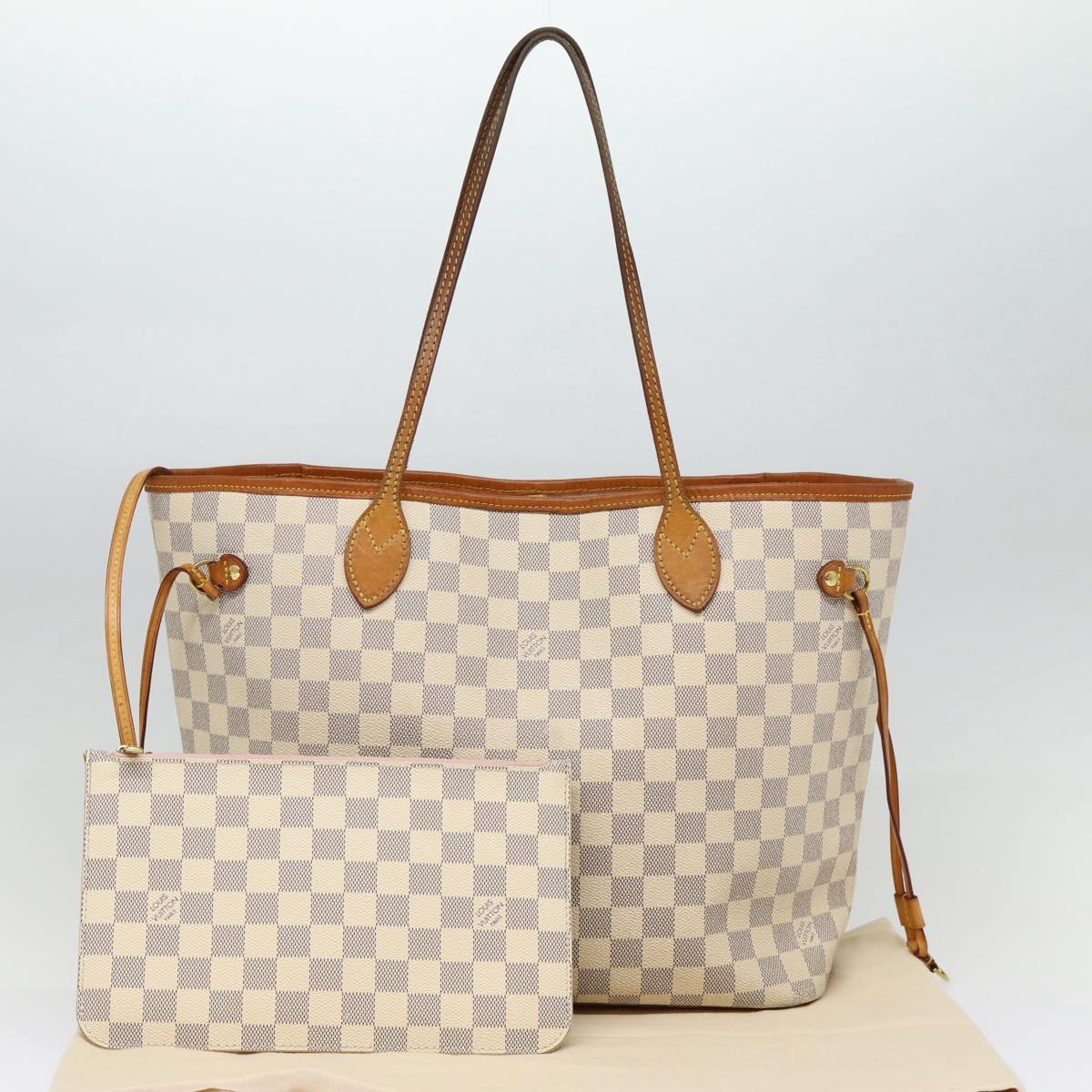 LOUIS VUITTON Damier Azur Neverfull MM Tote Bag N41605 LV Auth 87566