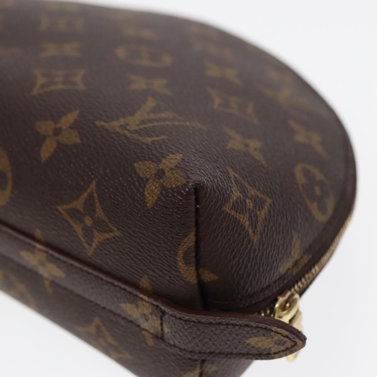 LOUIS VUITTON Monogram Trousse Demi Ronde Cosmetic Pouch M47520 LV Auth 87600