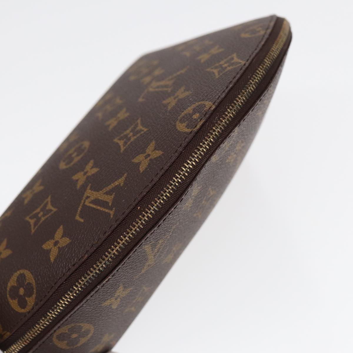 LOUIS VUITTON Monogram Trousse Demi Ronde Cosmetic Pouch M47520 LV Auth 87600