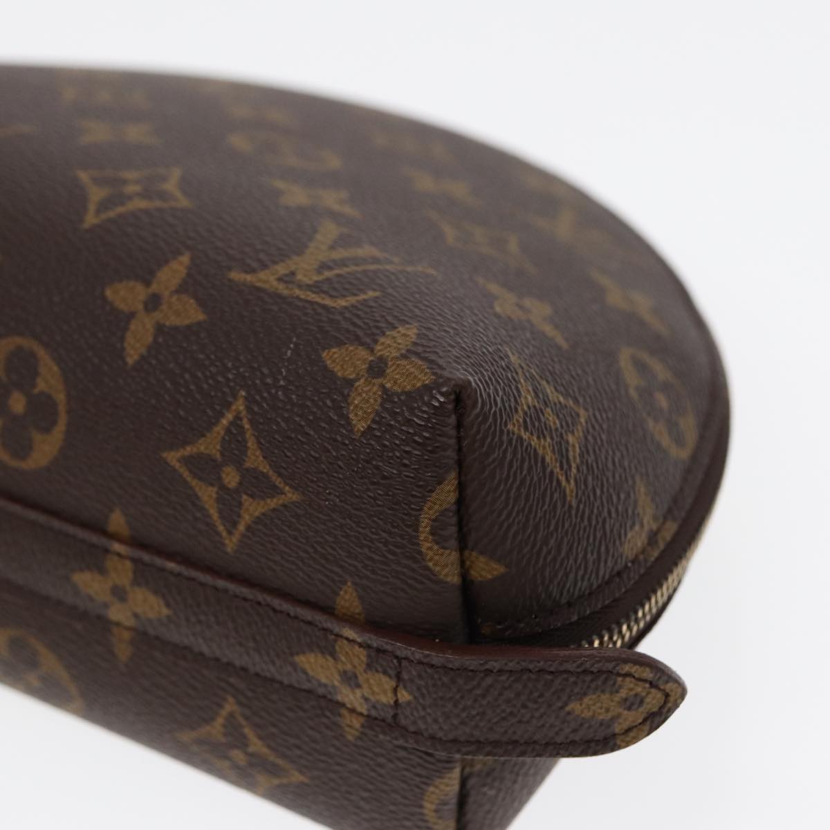 LOUIS VUITTON Monogram Trousse Demi Ronde Cosmetic Pouch M47520 LV Auth 87600