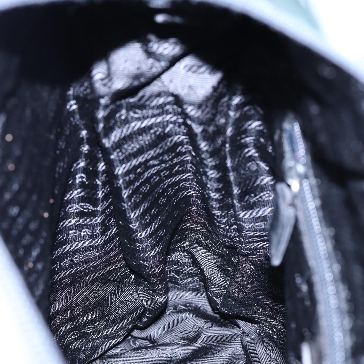 PRADA Tote Bag Nylon Khaki Silver Auth 87760