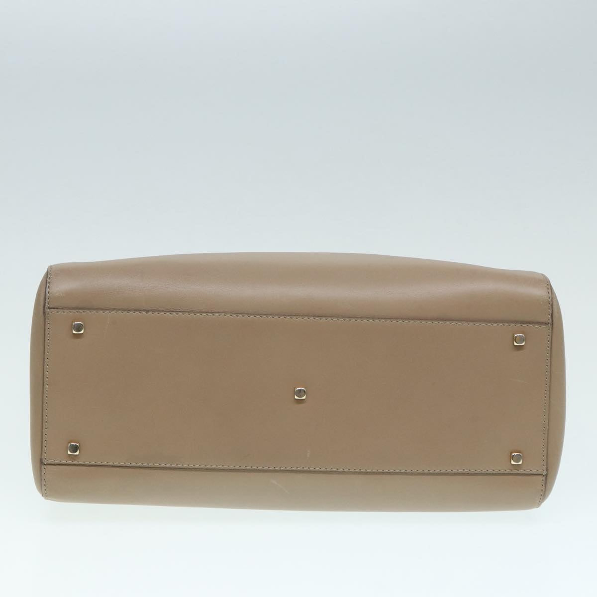 Salvatore Ferragamo Gancini Shoulder Bag Leather Beige Gold Auth 87768