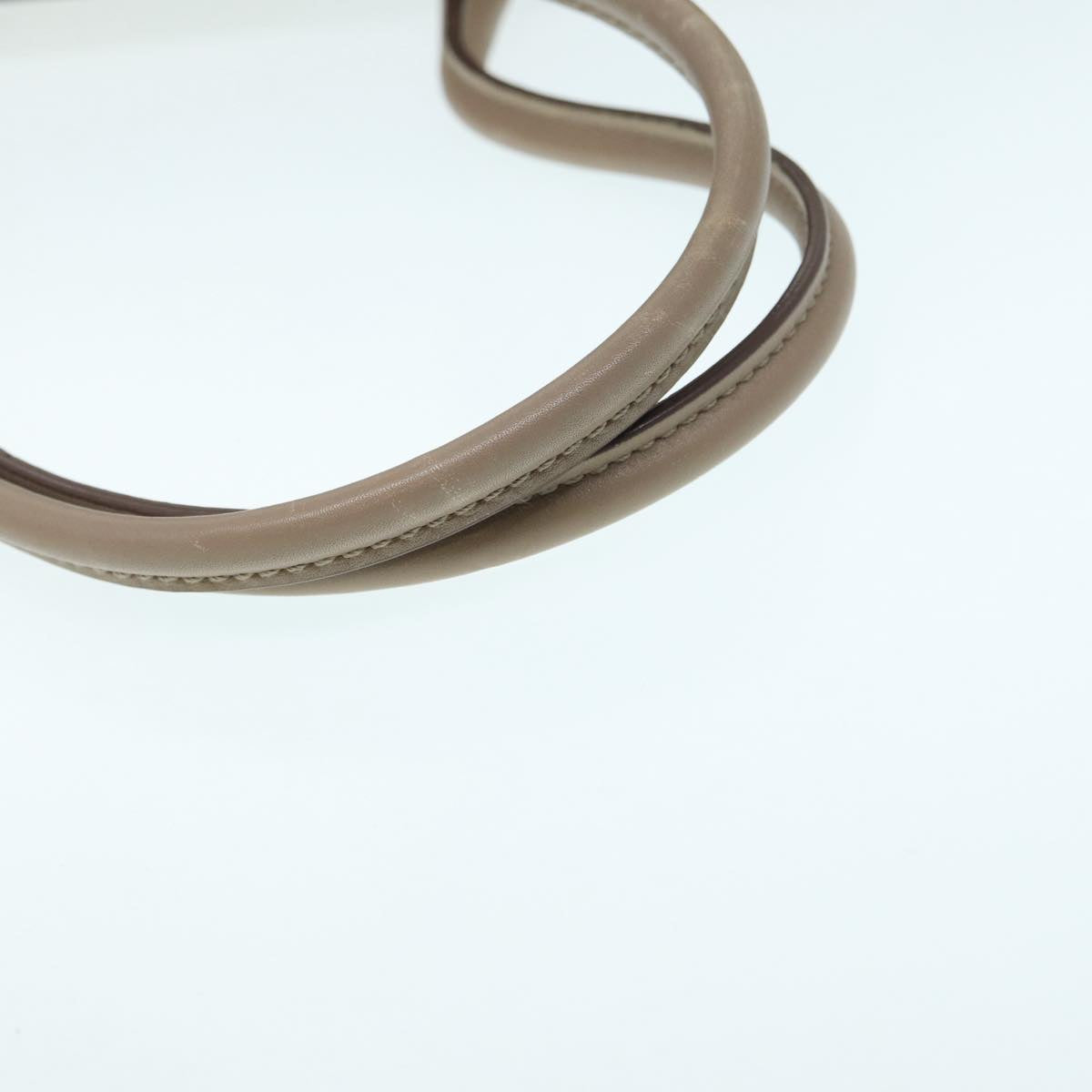 Salvatore Ferragamo Gancini Shoulder Bag Leather Beige Gold Auth 87768