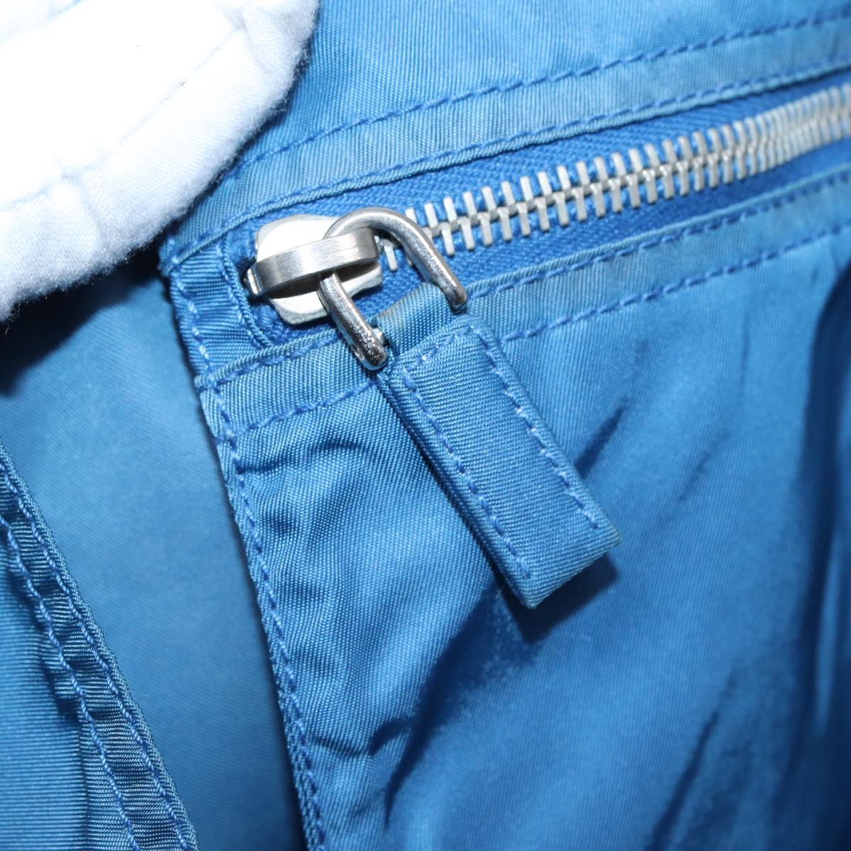 PRADA Tote Bag Nylon Blue Silver Auth 87908