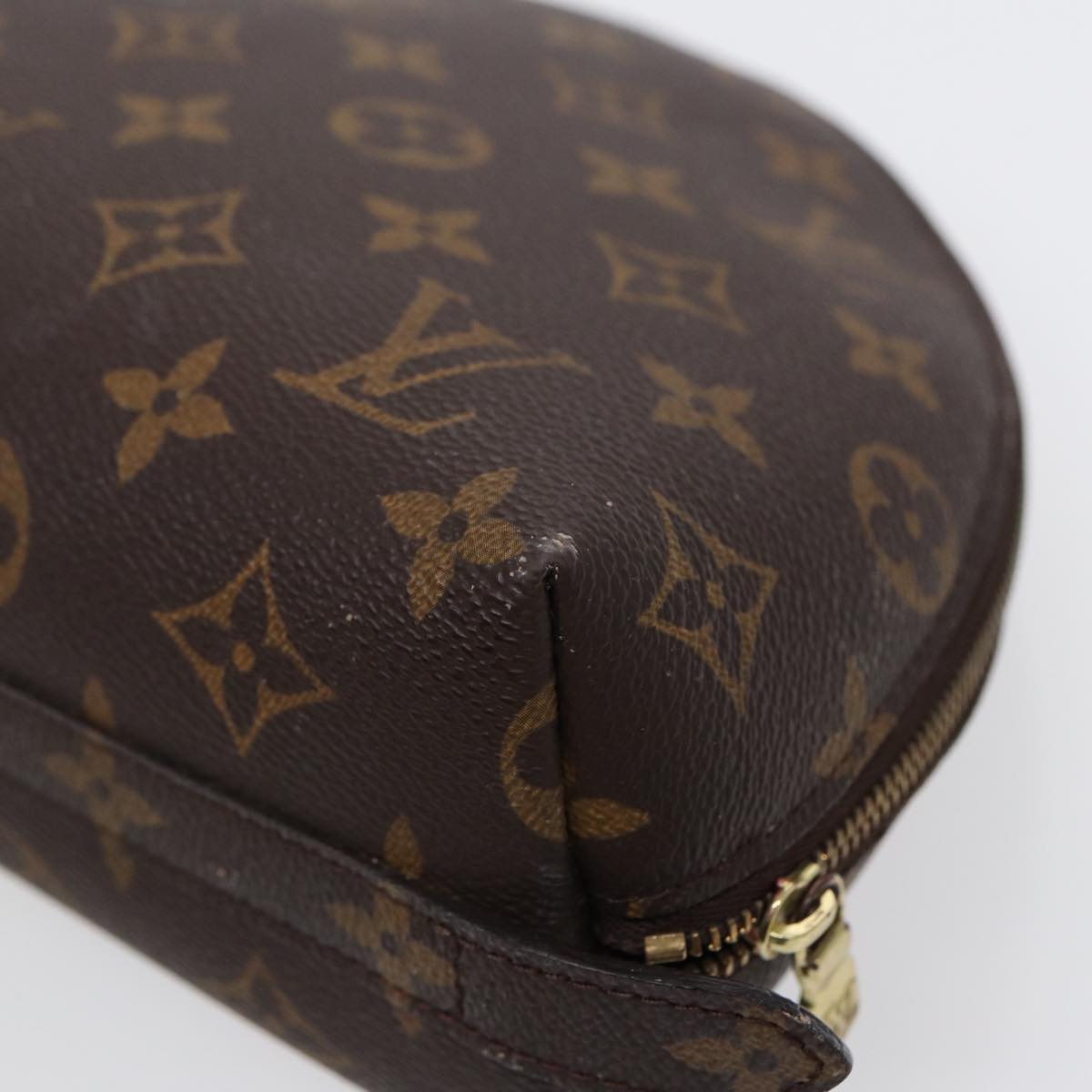 LOUIS VUITTON Monogram Trousse Demi Ronde Cosmetic Pouch M47520 LV Auth 88042