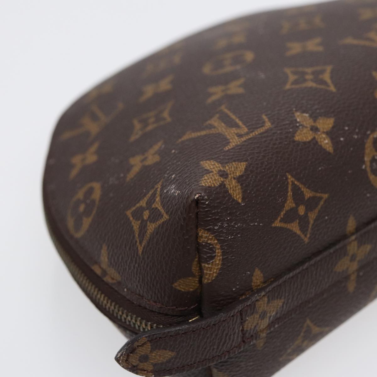 LOUIS VUITTON Monogram Trousse Demi Ronde Cosmetic Pouch M47520 LV Auth 88042