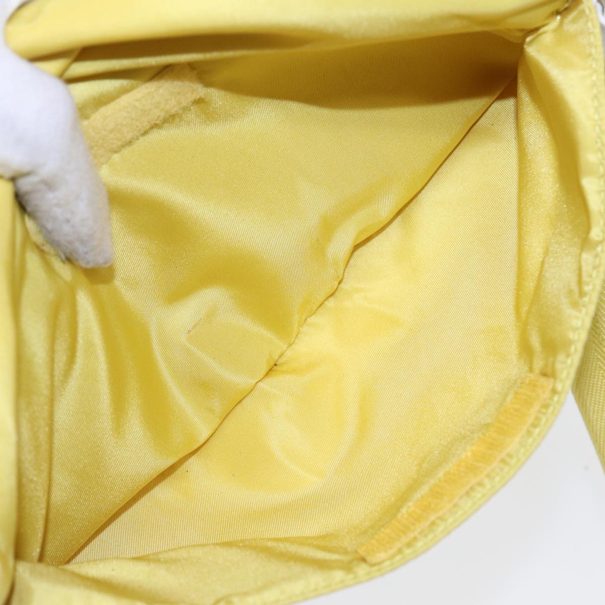 PRADA Shoulder Bag Nylon Yellow Silver Auth 88093