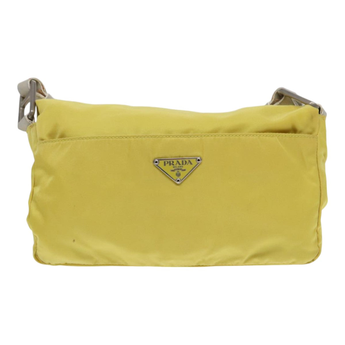 PRADA Shoulder Bag Nylon Yellow Silver Auth 88093
