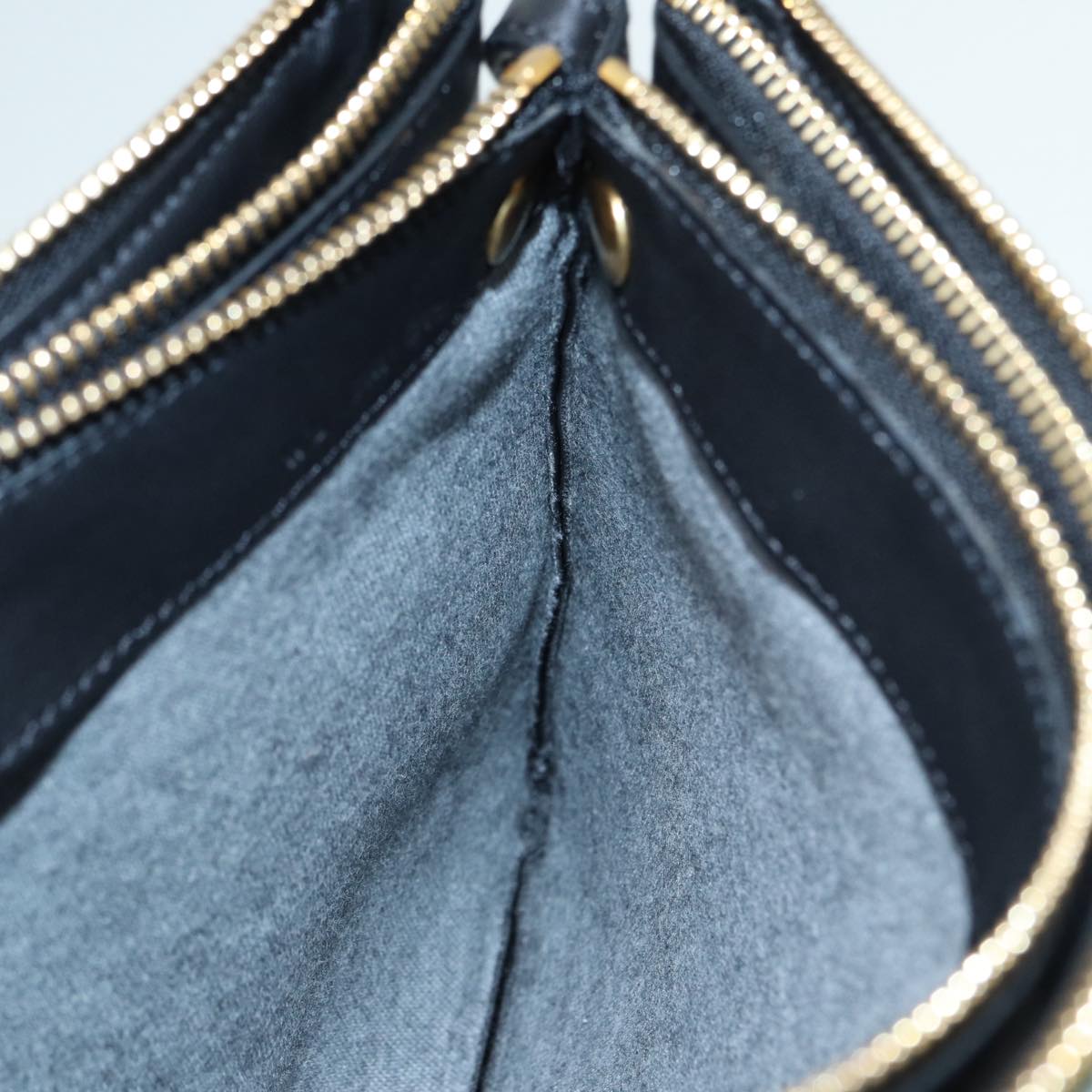 CELINE Trio Large Shoulder Bag Canvas Green Gold Auth 88114V