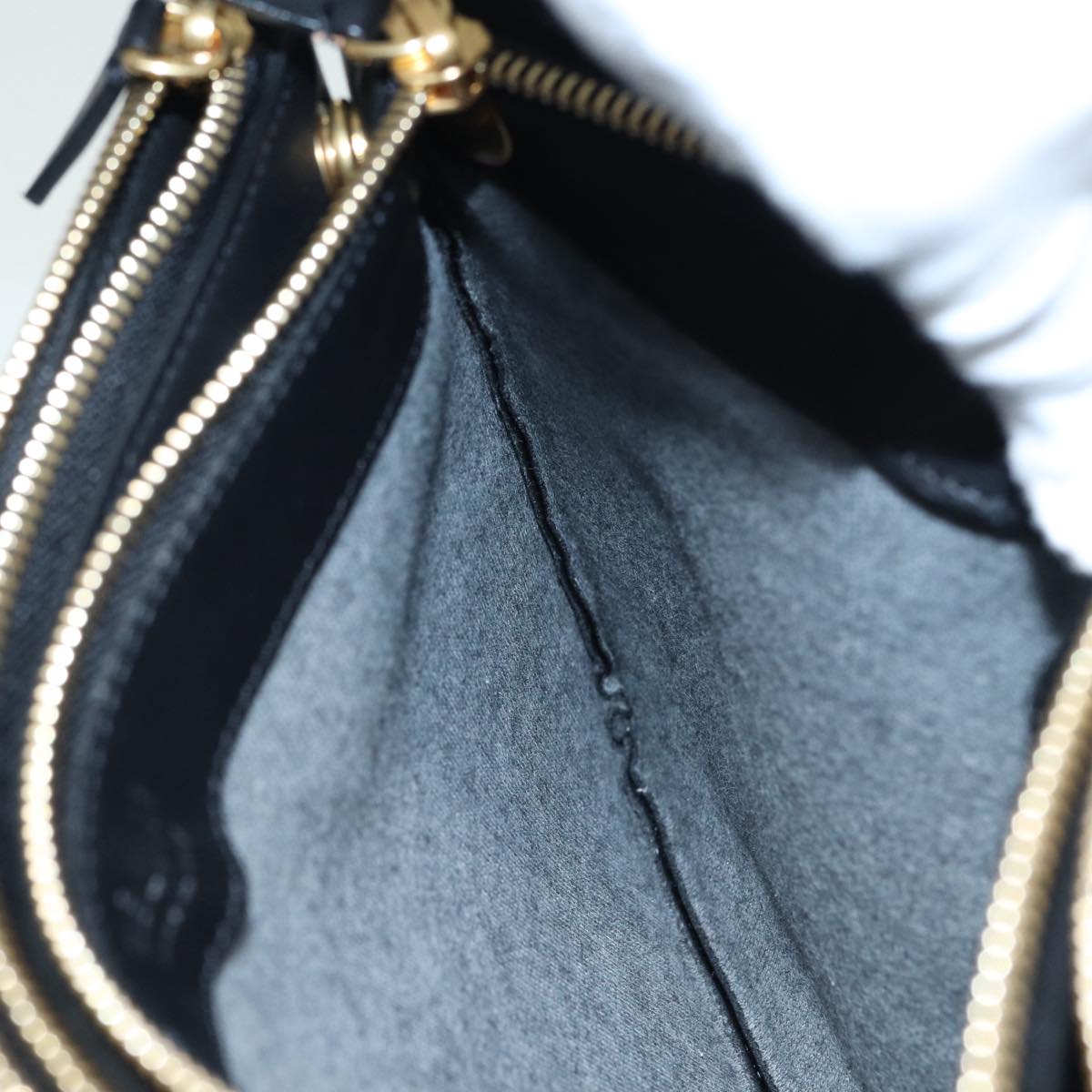 CELINE Trio Large Shoulder Bag Canvas Green Gold Auth 88114V