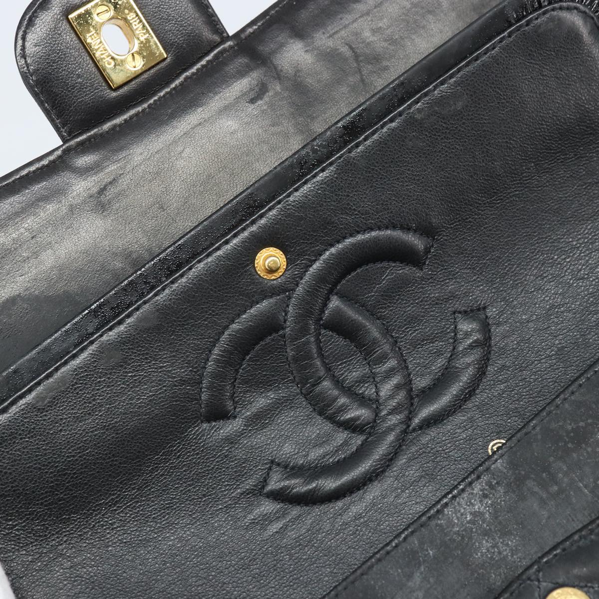 CHANEL Matelasse Chain Shoulder Bag Leather Black Gold CC Auth 88183