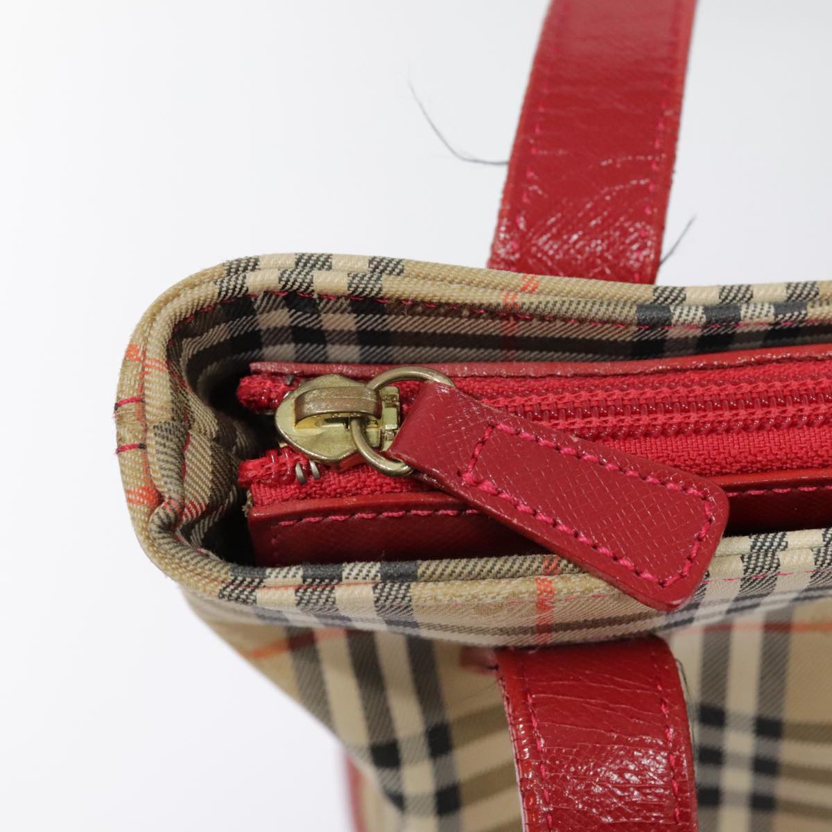 Burberrys Nova Check Tote Bag Canvas Leather Beige Gold Auth 88205