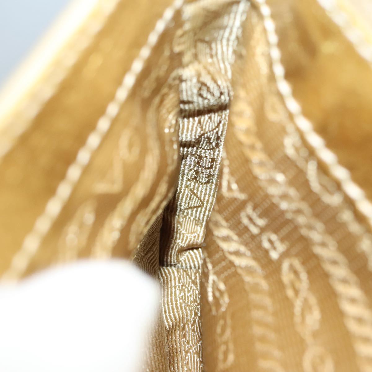 PRADA Accessory Pouch Leather Silver Gold Auth 88214V