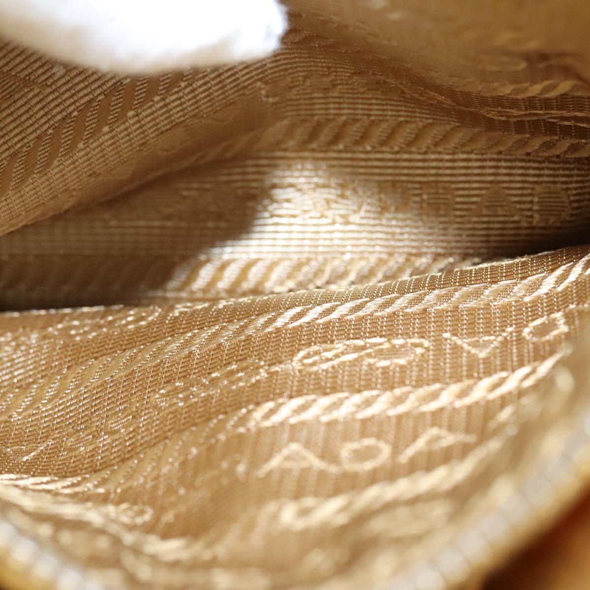 PRADA Accessory Pouch Leather Silver Gold Auth 88214V