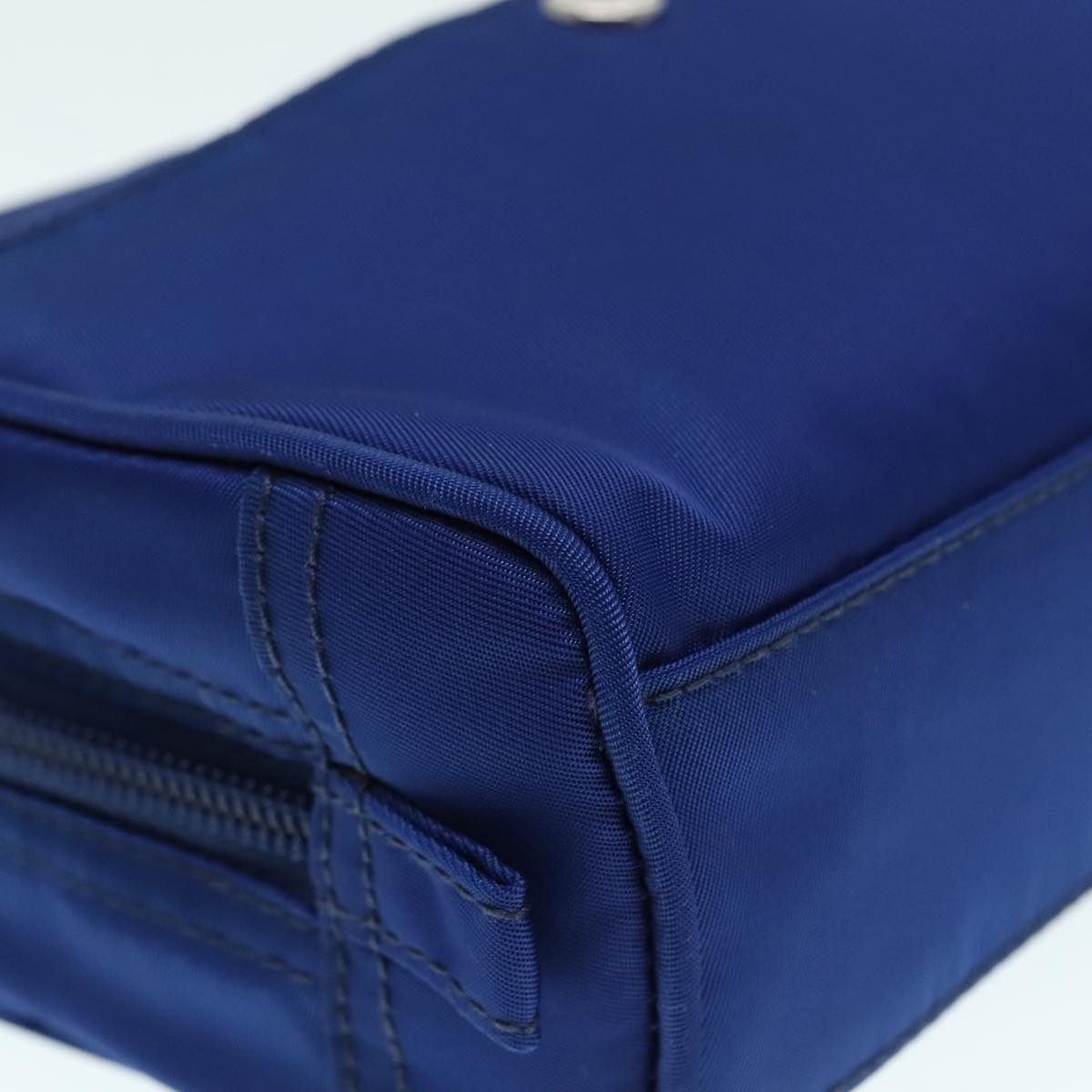PRADA Pouch Nylon Blue Silver Auth 88220V