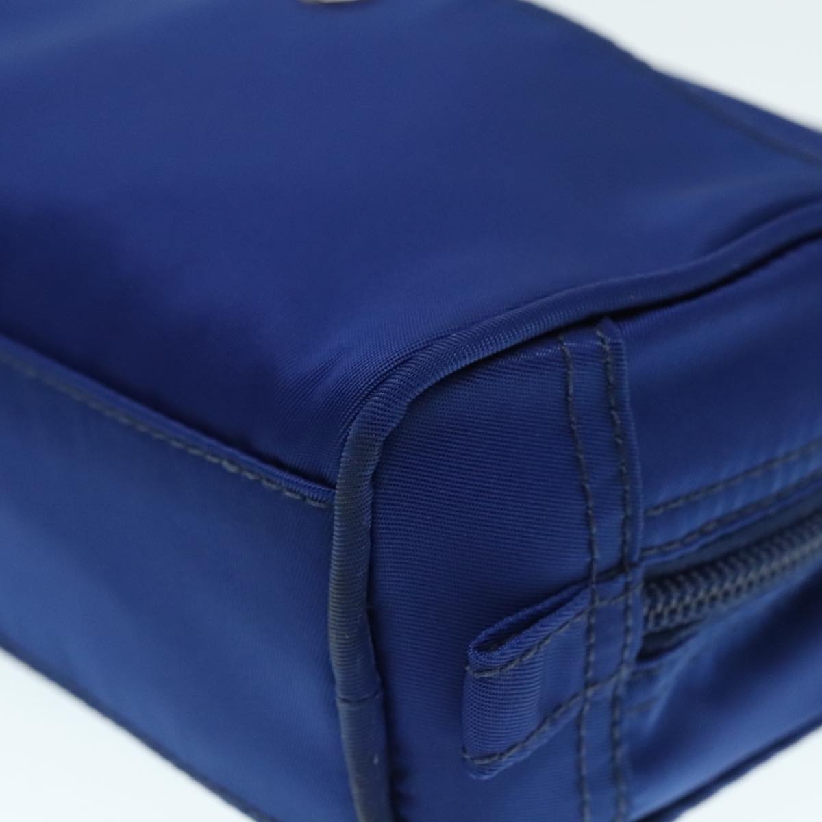 PRADA Pouch Nylon Blue Silver Auth 88220V