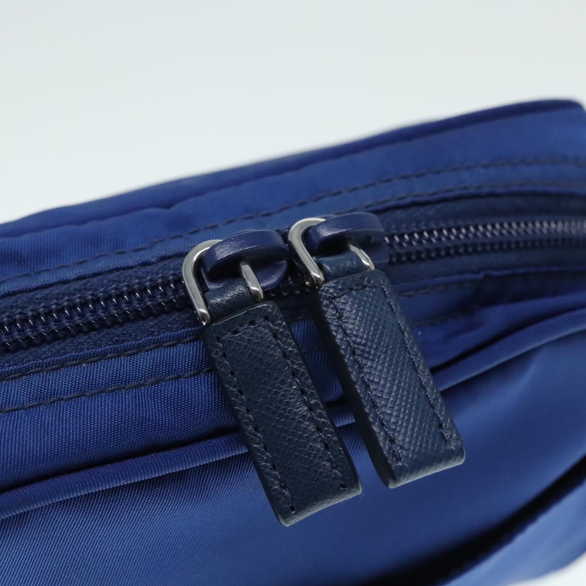 PRADA Pouch Nylon Blue Silver Auth 88220V