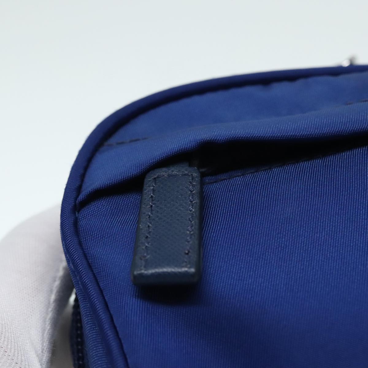 PRADA Pouch Nylon Blue Silver Auth 88220V