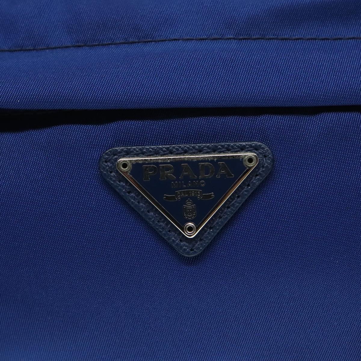 PRADA Pouch Nylon Blue Silver Auth 88220V