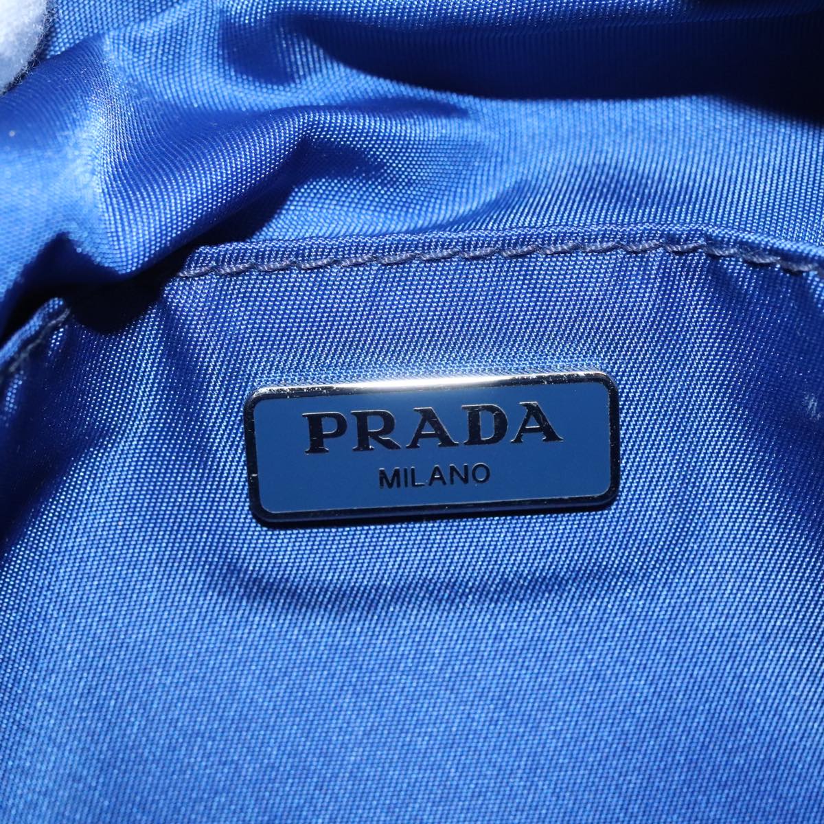 PRADA Pouch Nylon Blue Silver Auth 88220V