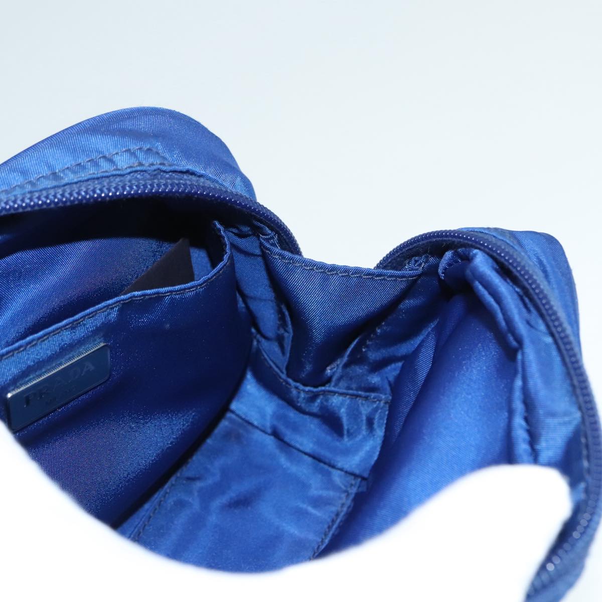 PRADA Pouch Nylon Blue Silver Auth 88220V