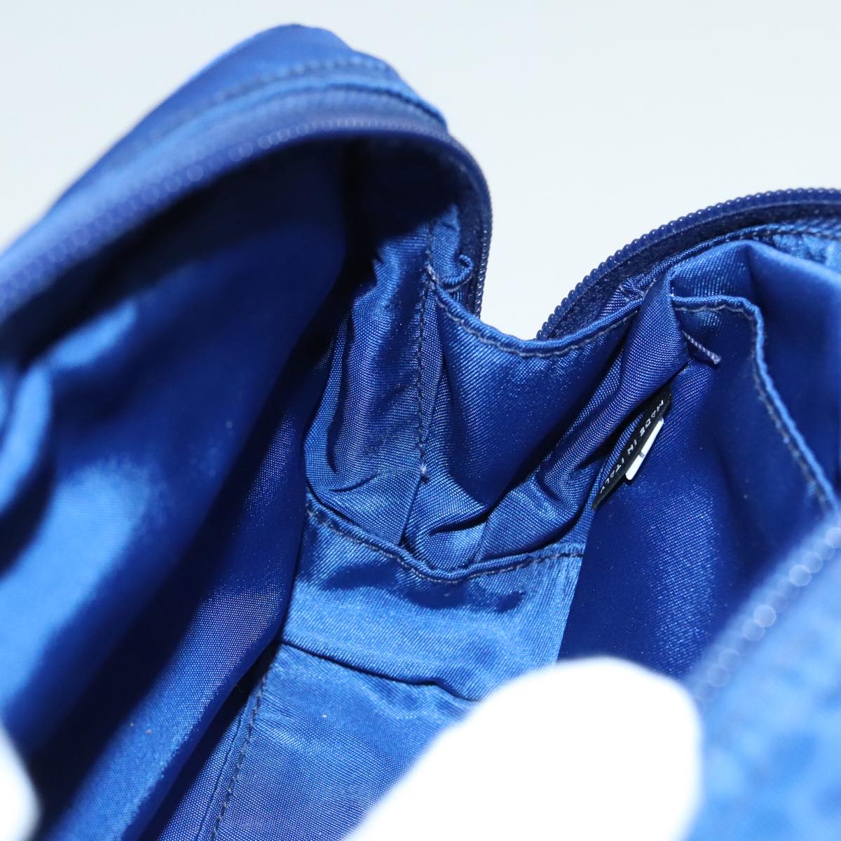 PRADA Pouch Nylon Blue Silver Auth 88220V