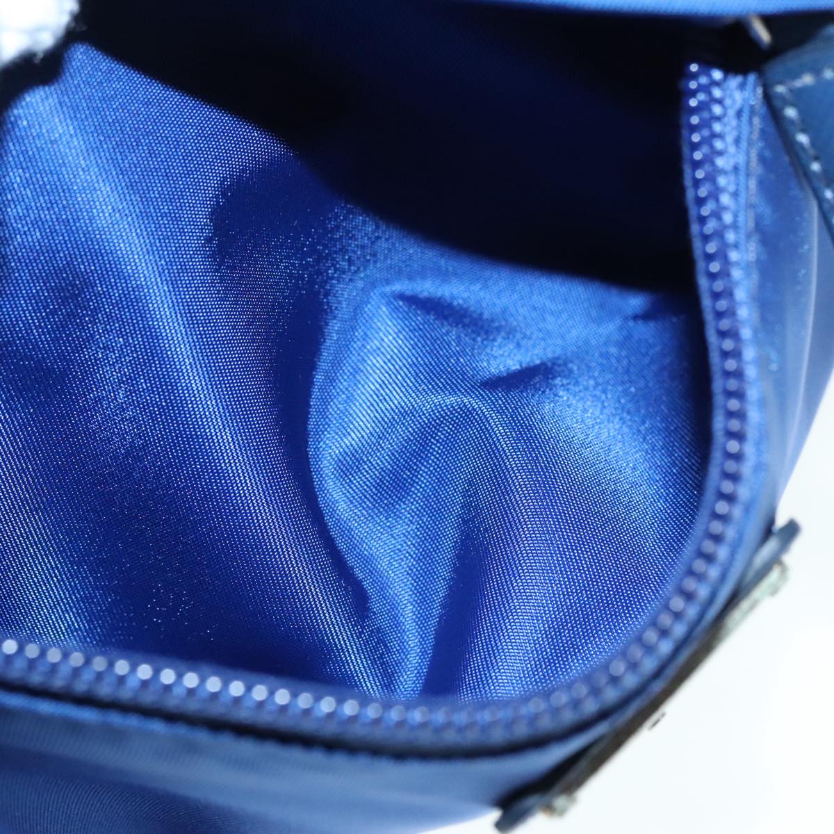 PRADA Pouch Nylon Blue Silver Auth 88220V