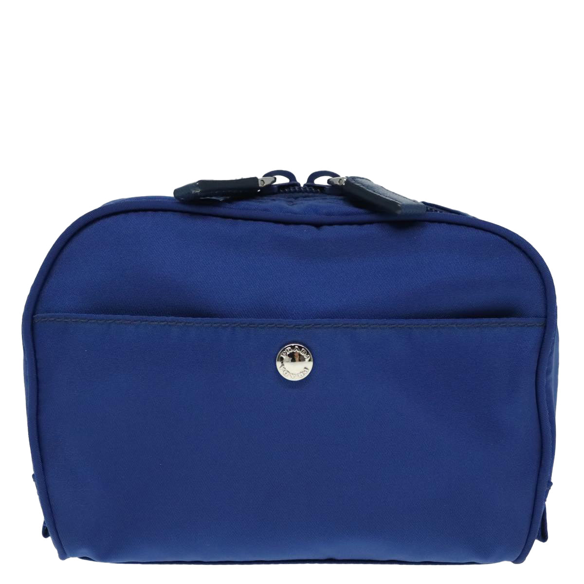 PRADA Pouch Nylon Blue Silver Auth 88220V