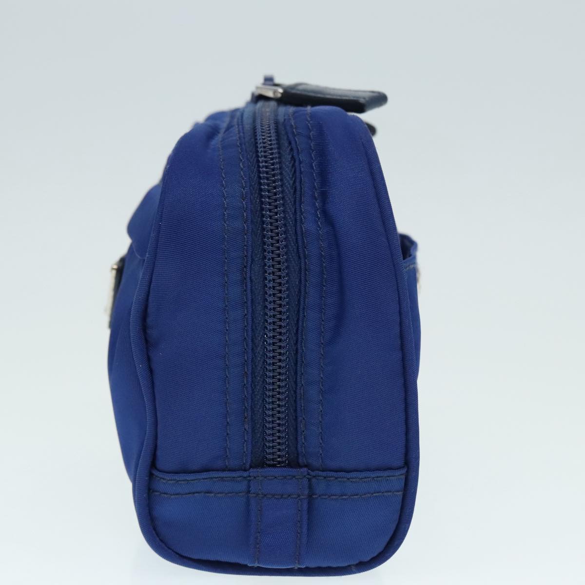 PRADA Pouch Nylon Blue Silver Auth 88220V
