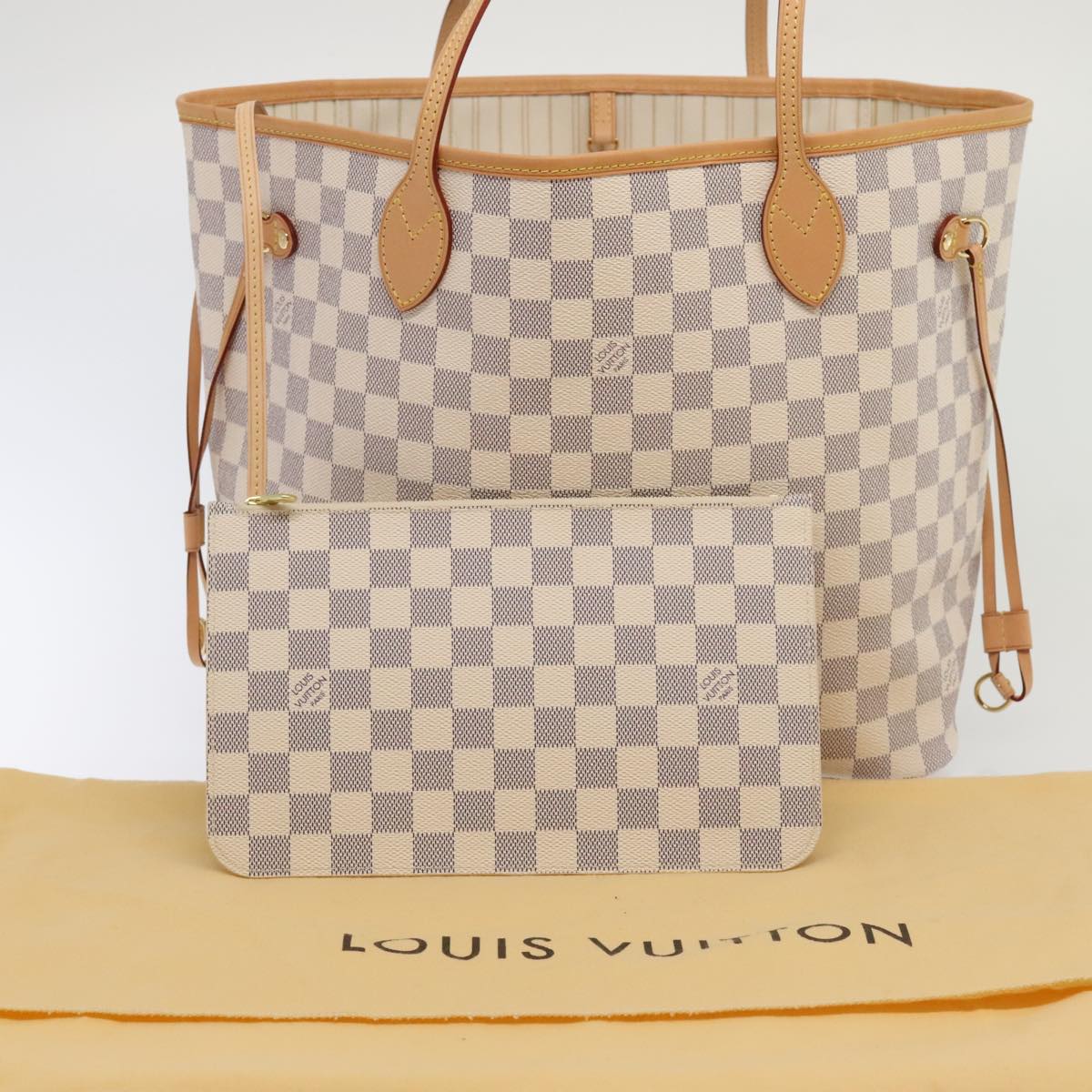LOUIS VUITTON Damier Azur Neverfull MM Tote Bag N41605 LV Auth 88277AV