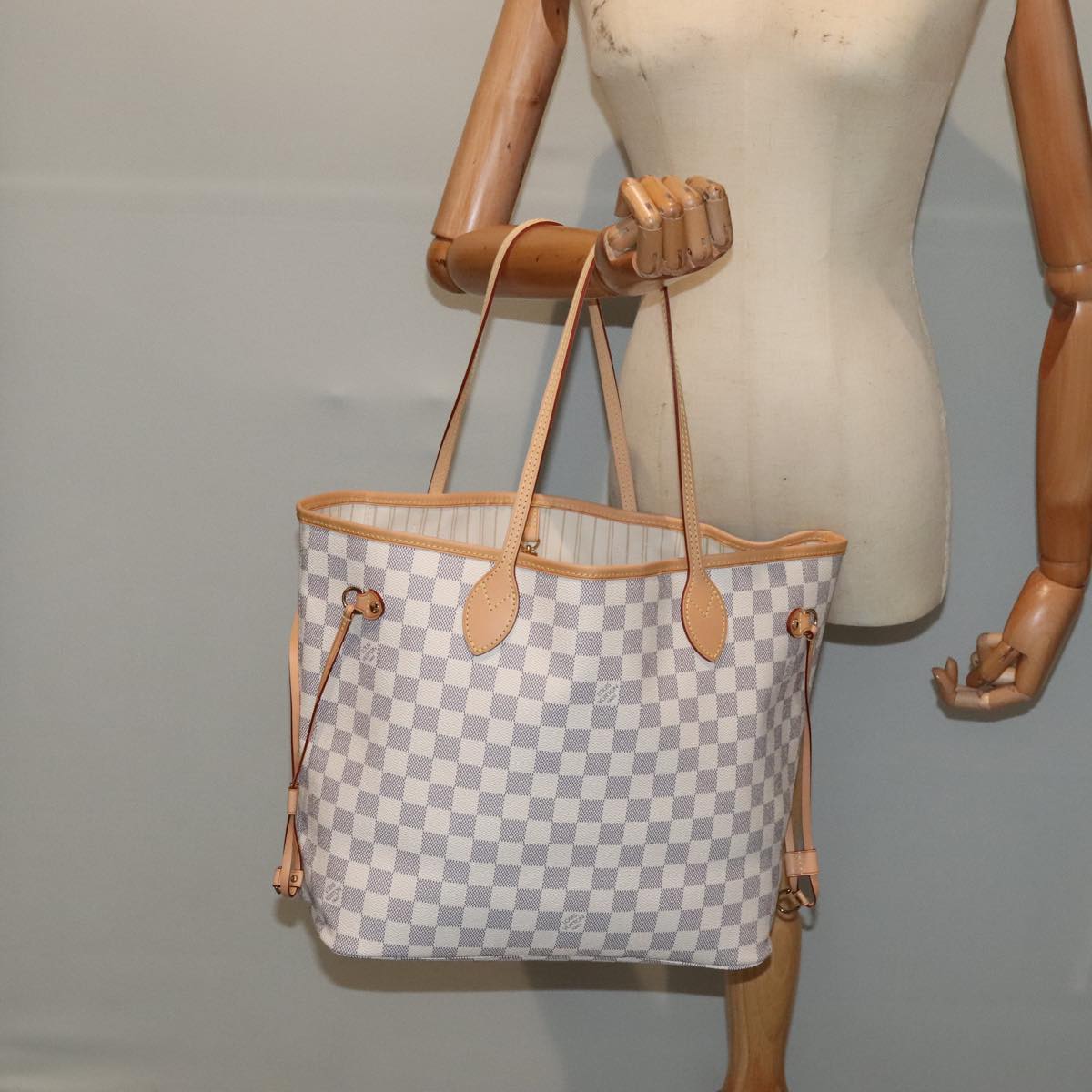 LOUIS VUITTON Damier Azur Neverfull MM Tote Bag N41605 LV Auth 88277AV