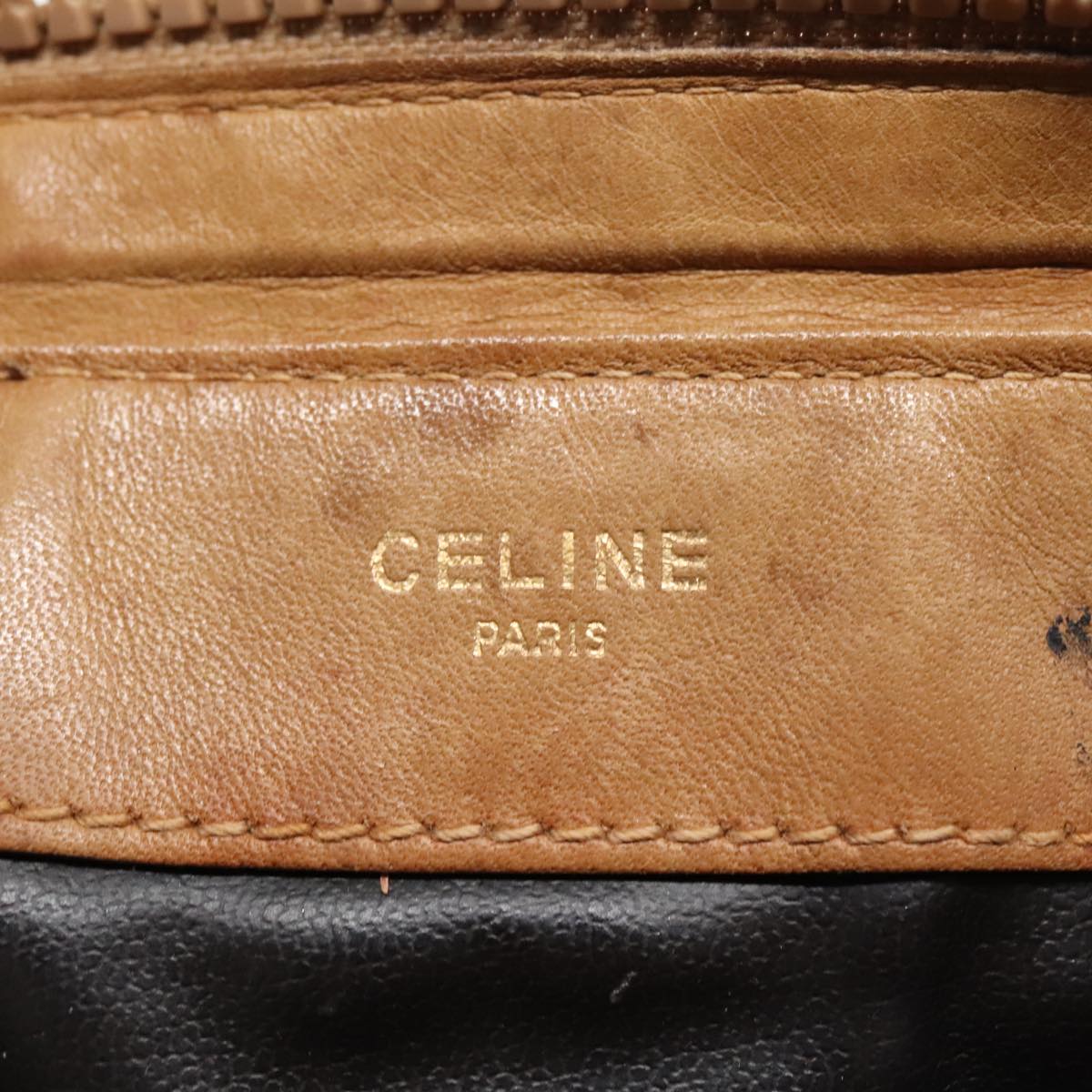 CELINE Macadam Canvas Shoulder Bag Beige Auth 88295