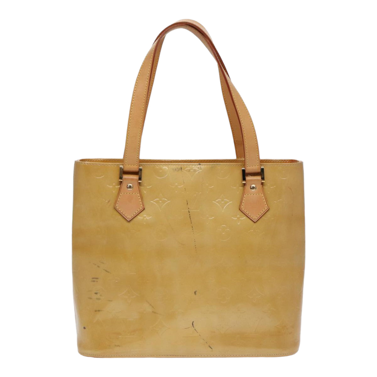 LOUIS VUITTON Monogram Vernis Houston Hand Bag Beige M91004 LV Auth 88302