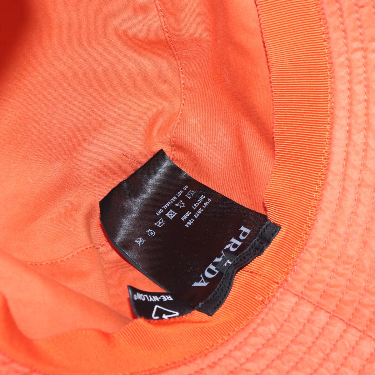 PRADA Bucket Hat Nylon L Orange Auth 88334V