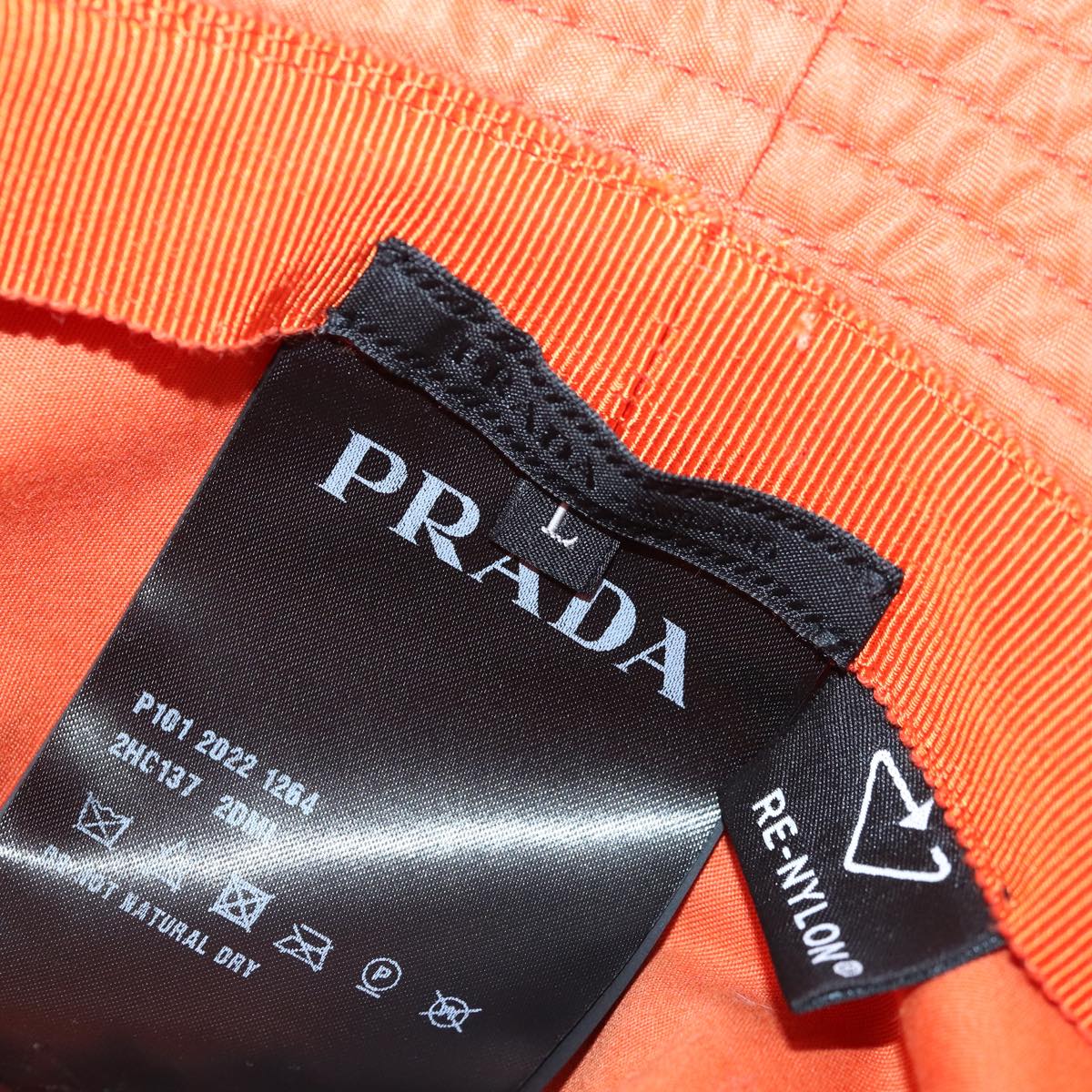 PRADA Bucket Hat Nylon L Orange Auth 88334V