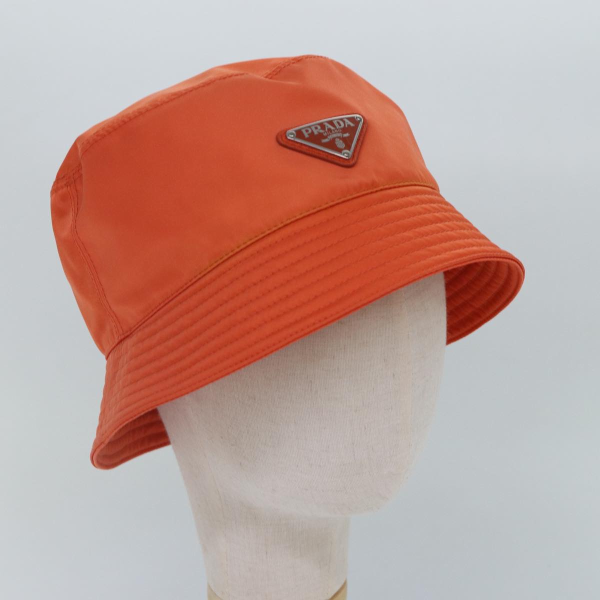 PRADA Bucket Hat Nylon L Orange Auth 88334V