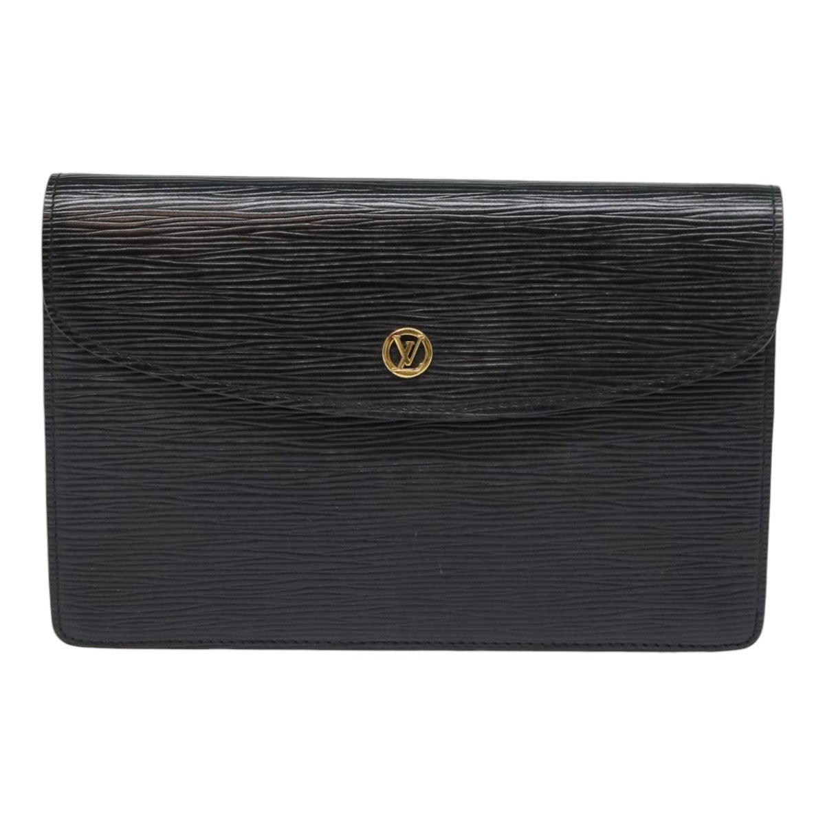 LOUIS VUITTON Epi Montaigne 23 Clutch Bag Black M52662 LV Auth 88335