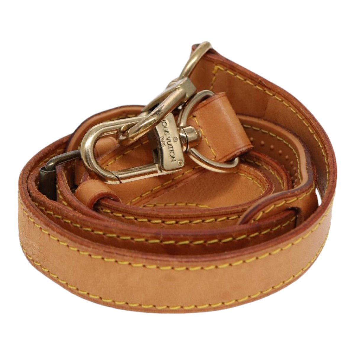 LOUIS VUITTON Adjustable Shoulder Strap Leather 37""""""""-43.7"""""""" Beige LV Auth 89016