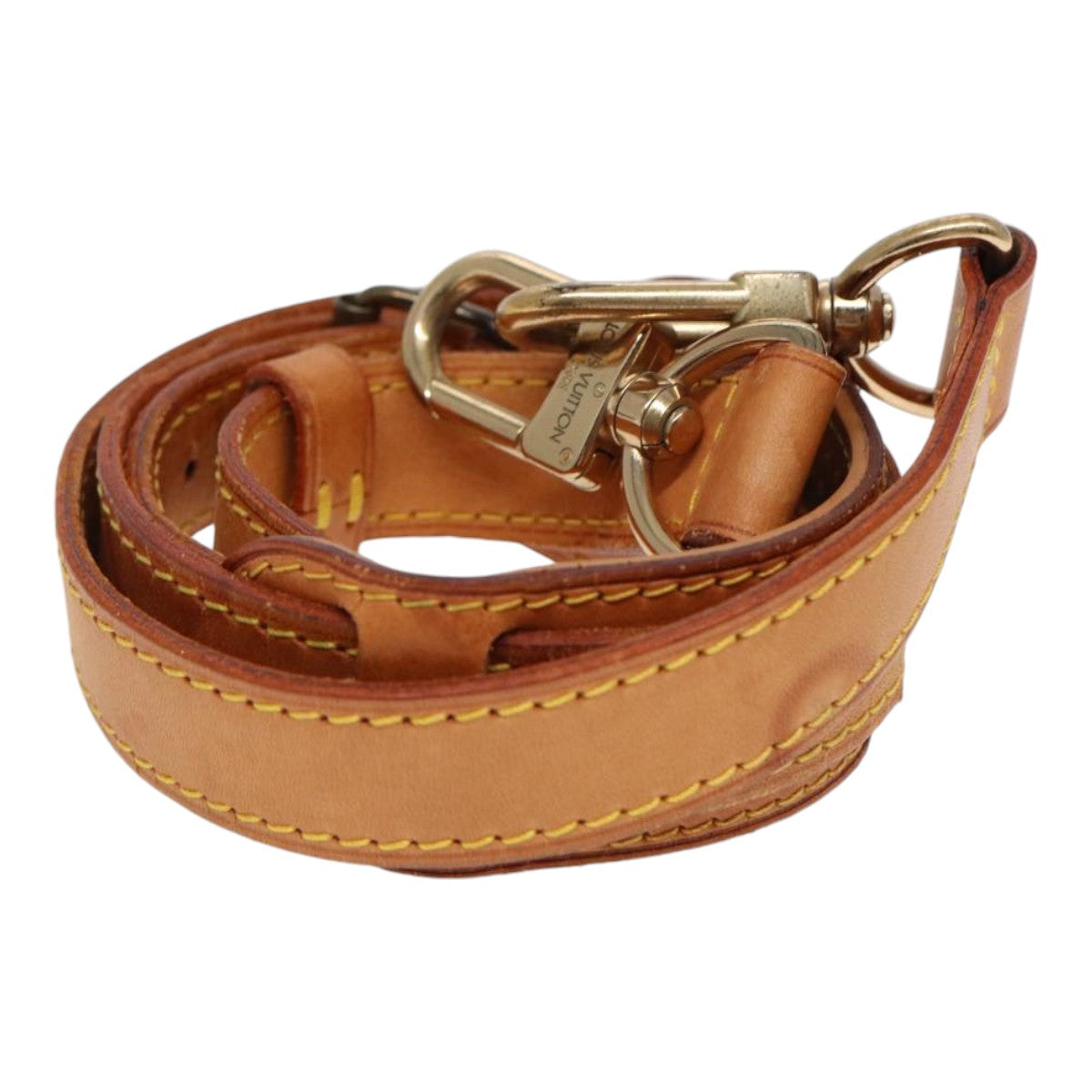 LOUIS VUITTON Adjustable Shoulder Strap Leather 37""""""""-43.7"""""""" Beige LV Auth 89016